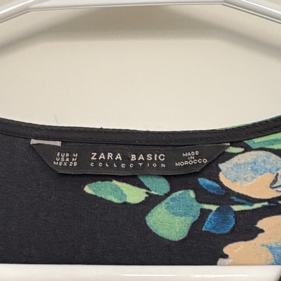 Zara Black Dress with Blue Floral Design - Picture 2 of 3